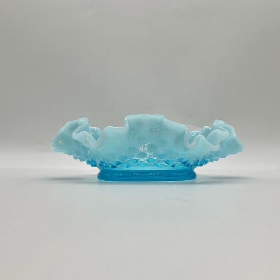 フェントン 大きいサイズ ブルーオパールセントホブネイル フラワーベース フェントン Fenton ブルーオパールセント ホブネイル フラワーベース