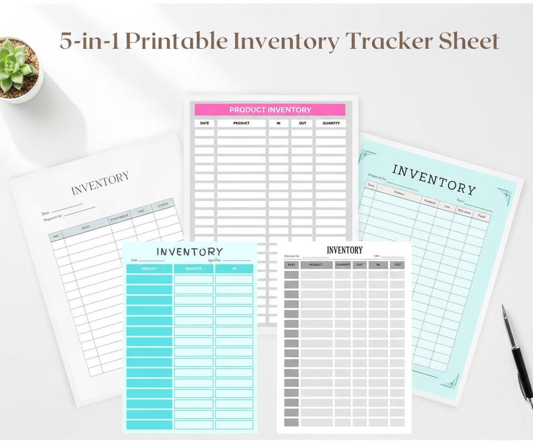 5-in-1 Printable Inventory Tracker Sheet: Business Organizer (PDF) - Etsy