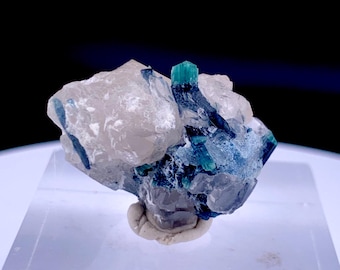 Natural Indicolite Tourmaline on Quartz Base | Aesthetic Mineral Specimen