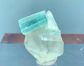 Paraiba Turmalinkristall Kombinieren Quarz, rohe blaue Edelsteincluster - 20 Karat