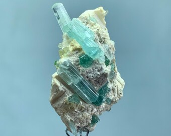 Paraiba Turmalin Kristall: Rohe Blaue Edelstein Gruppe - 9 GRAMM