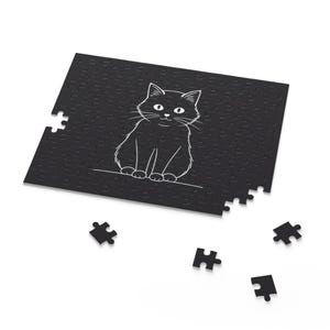 Puzzle Cat Black and White Difficult 120/252/500-Piece Gift Interior Decor Jigsaw Game, Challenging for Adults