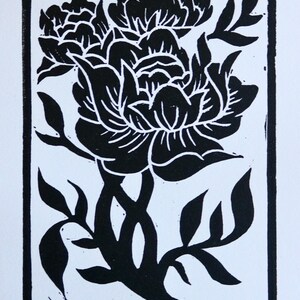 Peony 5x7 Linocut Print
