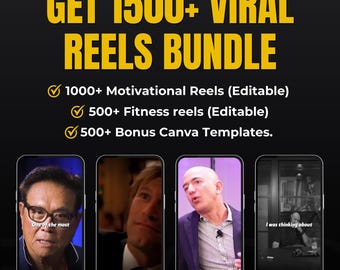 1500+ Motivational Reels-paket: Gymshorts, Ansiktslösa Reels (redigerbara Canva-mallar) för Youtube/Instagram/TikTok
