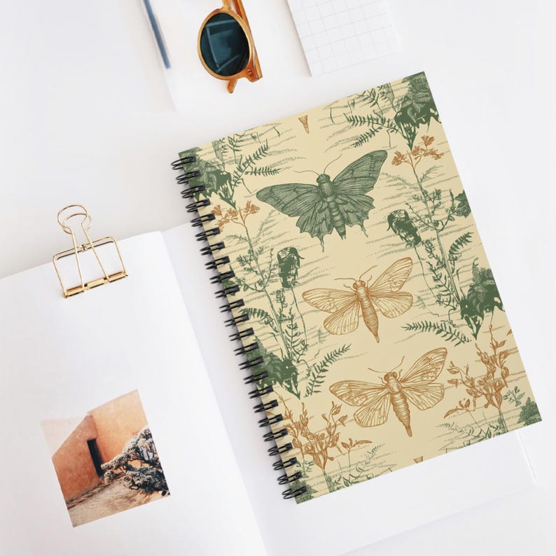 Moth Notebook Botanical Moth Spiral Notebook - Nature Lover Gift, Journaling ...
