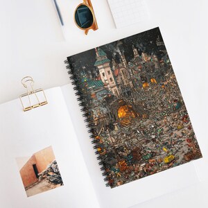 Whimsical Urban Spiral Notebook - Perfect for Artists, Writers, or Students, Unique Gift for Holidays, Creative Journaling