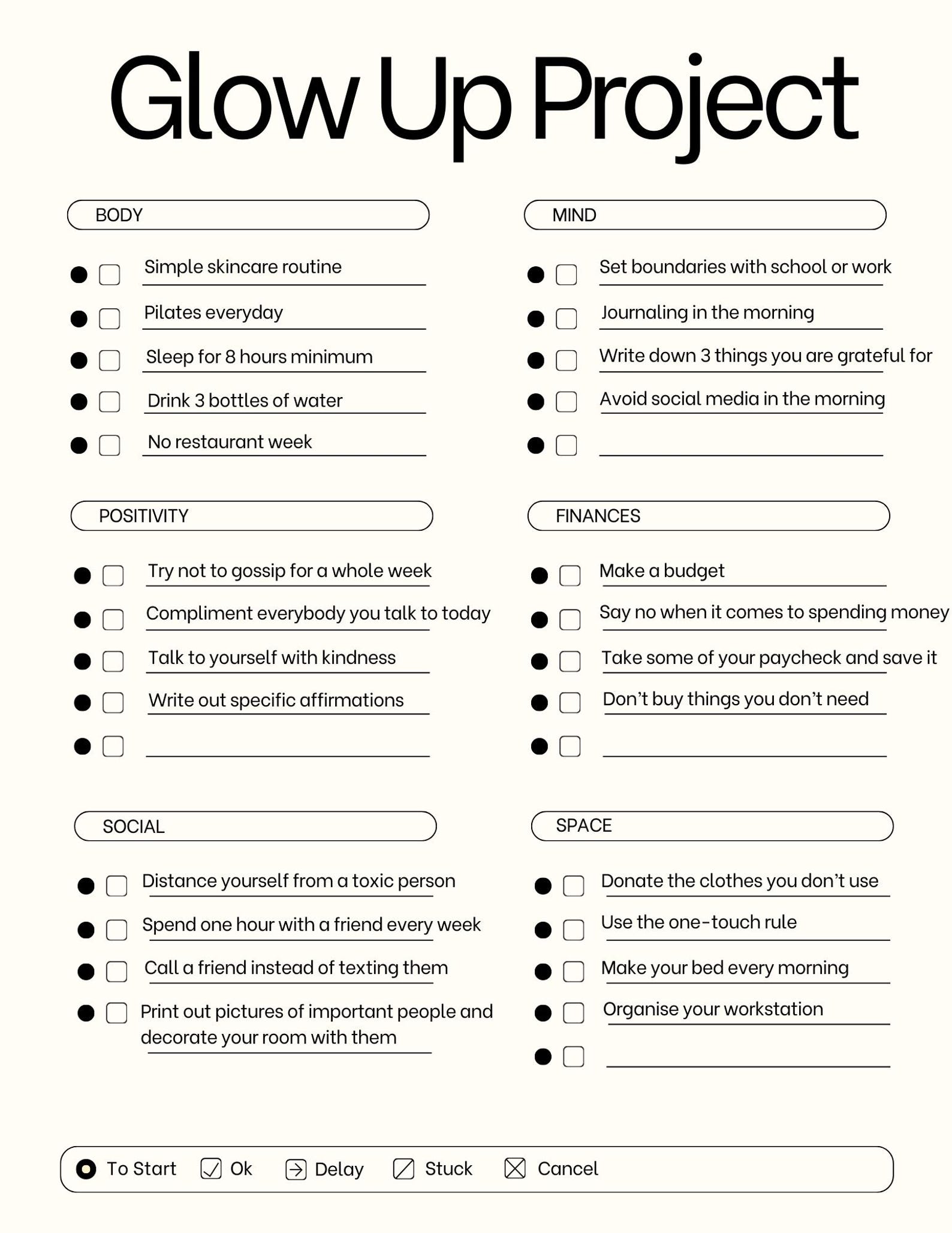 The Ultimate Glow up Checklist, Printable | Self-care & Habit Tracker ...