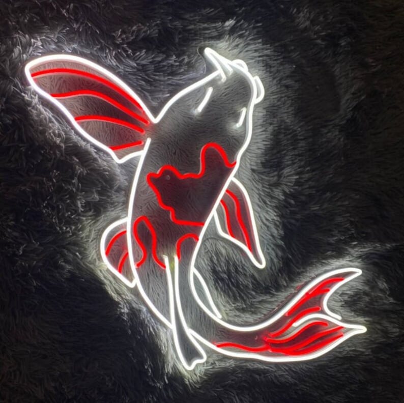 koi fish neon sign The koi fish led sign, koi fish neon sign, wall decor, game room neon