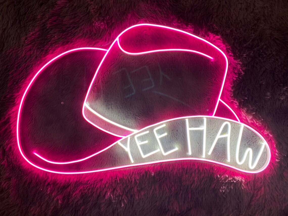 Cowboy Hat Neon Sign Cowboy Yeehaw Hat Custom Neon Sign Wall - Etsy