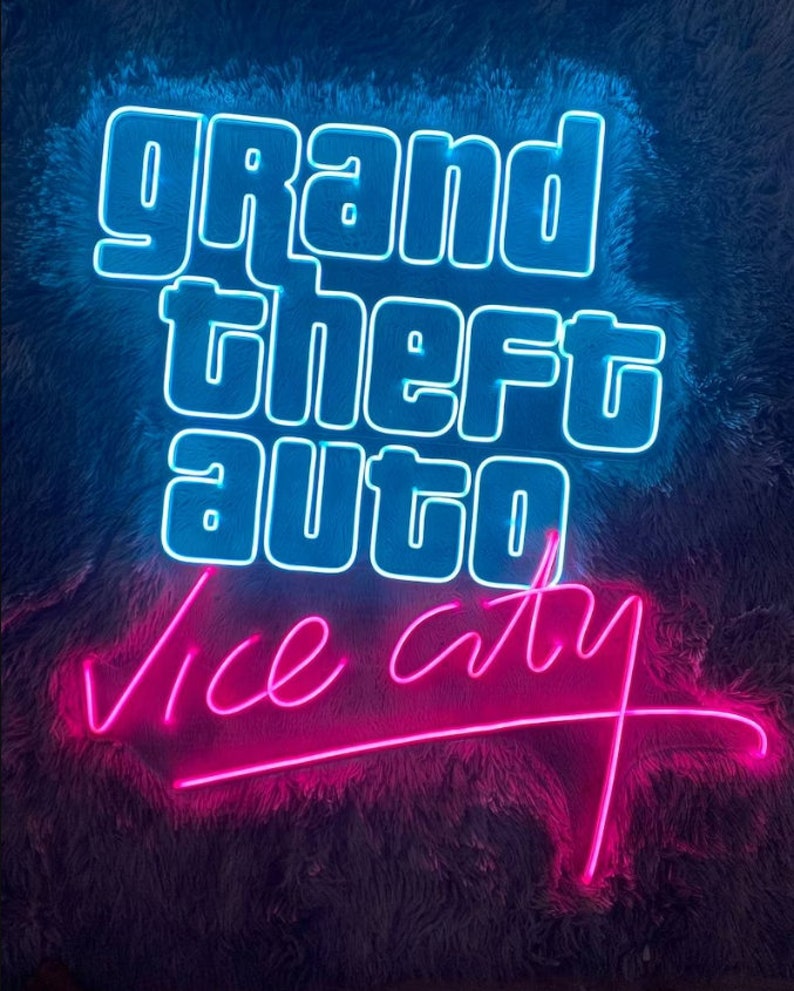 Grand Theft Auto Vice City Neon Sign Custom Neon Sign Wall - Etsy