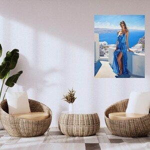Elegant Woman in Blue Dress – Digital Wall Art | Fashion Illustration | Printable Feminine Home Decor | Wall Art | Digital art