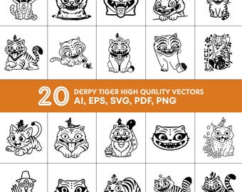 Derpy Tiger Vector Bundle | Kpop Demon Hunters Clipart (Digital Download)