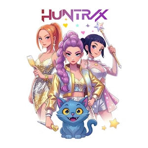 Saja Girls Anime Fan Art PNG | Kpop Huntrix Demon Hunters Clipart | Derpy Tiger PNG | K-Pop Idol Girl Group Art | Digital nedladdning