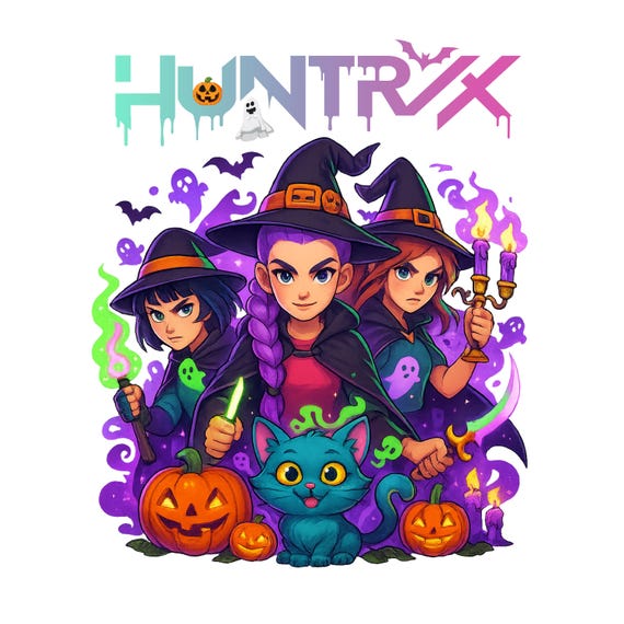 Huntrix Halloween PNG, Kpop Demon Hunters, Anime Witch Clipart (Digital Download)