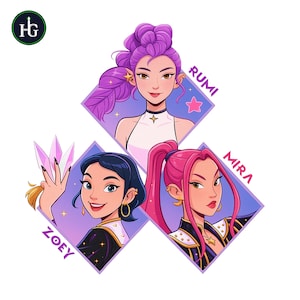 Kpop Huntrix PNG Clipart, Demon Hunters, Saja Girls Fan Art (Digital Download)