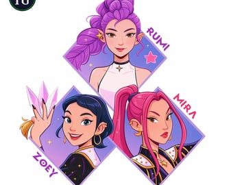 Kpop Huntrix PNG Clipart, Demon Hunters, Saja Girls Fan Art (Digital Download)