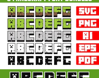 Gamer Minecraft Font SVG Bundle | Mine Alphabet Letters and Numbers | Cricut and Silhouette svg PNG PDF | Personalized birthday letters