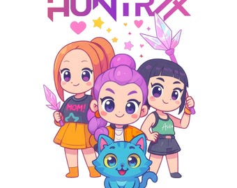 Pacchetto di immagini PNG di Huntrix Kpop, clipart in stile manga (download digitale)
