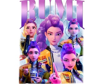 Kpop Demon Hunters Rumi PNG, Huntrix Girl Art, 3D Anime Style PNG, Kpop Merch Printable, Digital Download for Shirts & Sublimation