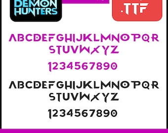 Kpop Demon Hunters Font, OTF TTF Files, Kpop Anime Font Bundle, Huntrix Editable Font SVG, ai, eps, pdf, Digital Download Cricut Font