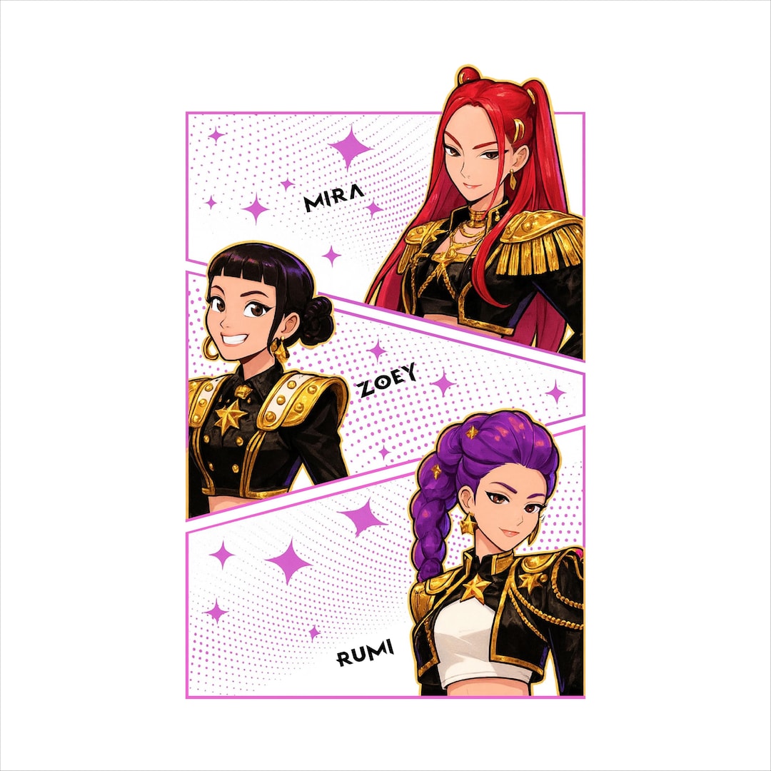 Huntrix Girls Kpop Clipart: Rumi, Mira, Zoey (PNG Digital Download ...