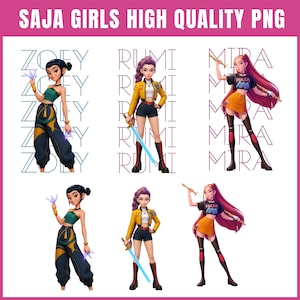 Saja Girls Kpop Demon Hunters PNG Bundle, Zoye, Mira, Rumi (Digital Download)