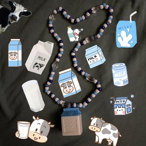 toy milk carton blue and white kandi necklace!!