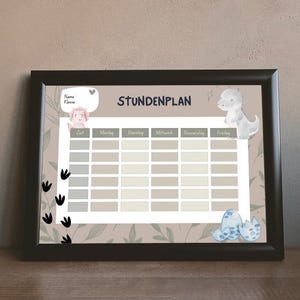 Dinosaur timetable to print - PDF, children&#39;s timetable, school, dino planner for boys and girls, school start gift