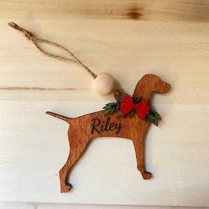 Vizsla Christmas Ornament // Laser Cut and Engraved Decoration