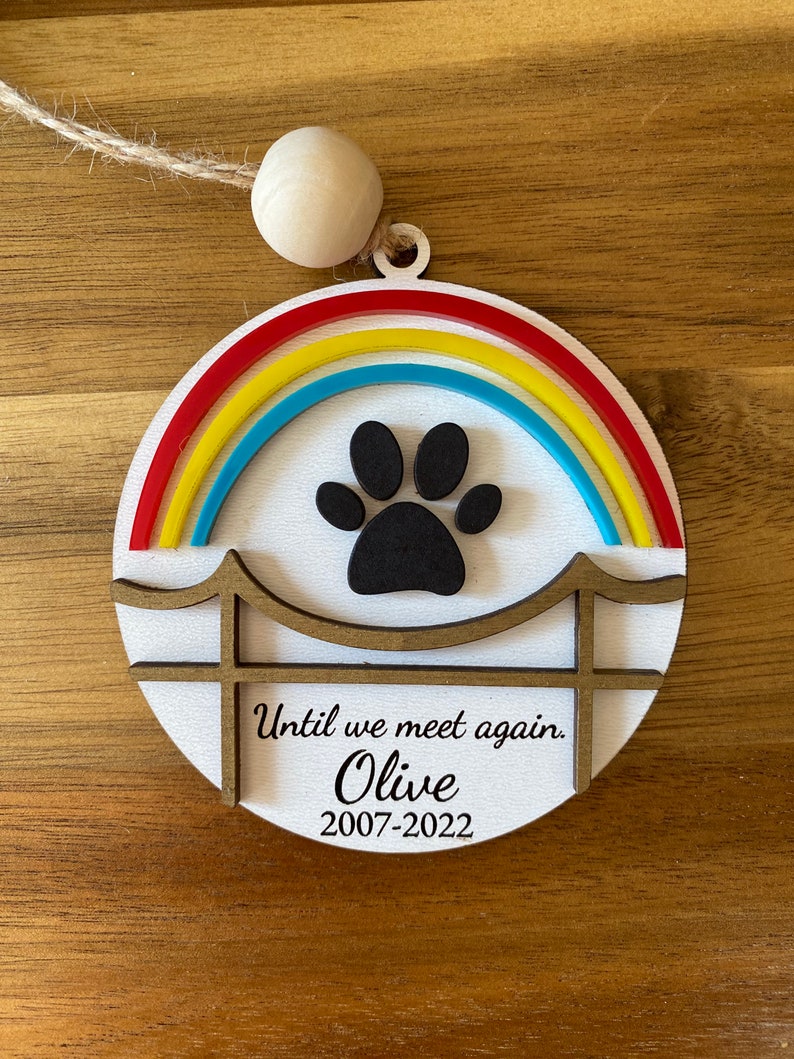 Dog Rainbow Bridge Memorial Pet Ornament perfect remembrance for your loved one. image 2