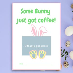Ostern Geschenkkartenhalter für Lehrer oder Mitarbeiter, Hase braucht Kaffee, zwei Designs, 13 x 18 cm und 10 x 15 cm