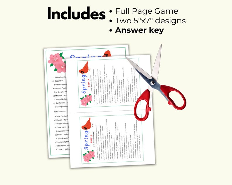 Spring Trivia Game for Adults Printable, Icebreaker Game, Spring Game ...