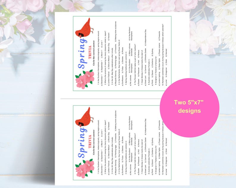 Spring Trivia Game for Adults Printable, Icebreaker Game, Spring Game ...