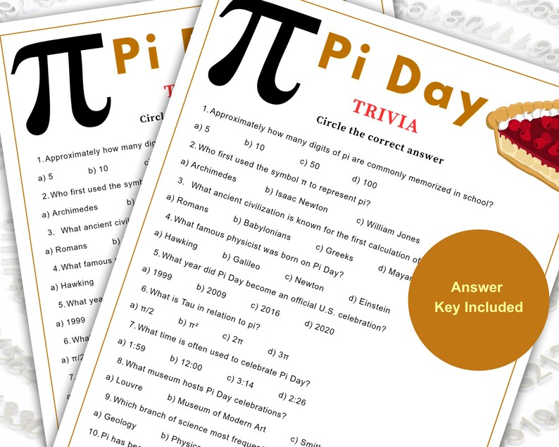 Pi Day Trivia Game Printable, Fun Pi Day Classroom Game, Math Students ...
