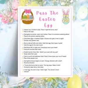 Gra rodzinna „Easter Pass The Prize” do druku, gra „Easter Pass the Parcel” dla dorosłych, dzieci, nastolatków, seniorów, gra „Przekaż jajko”, aktywność wiosenna