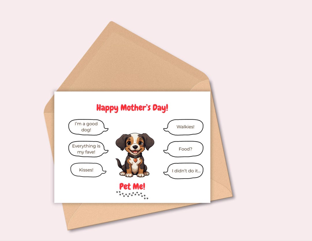 Mother's Day Funny Dog Mom Card Printable, Funny Fur Baby Card for ...