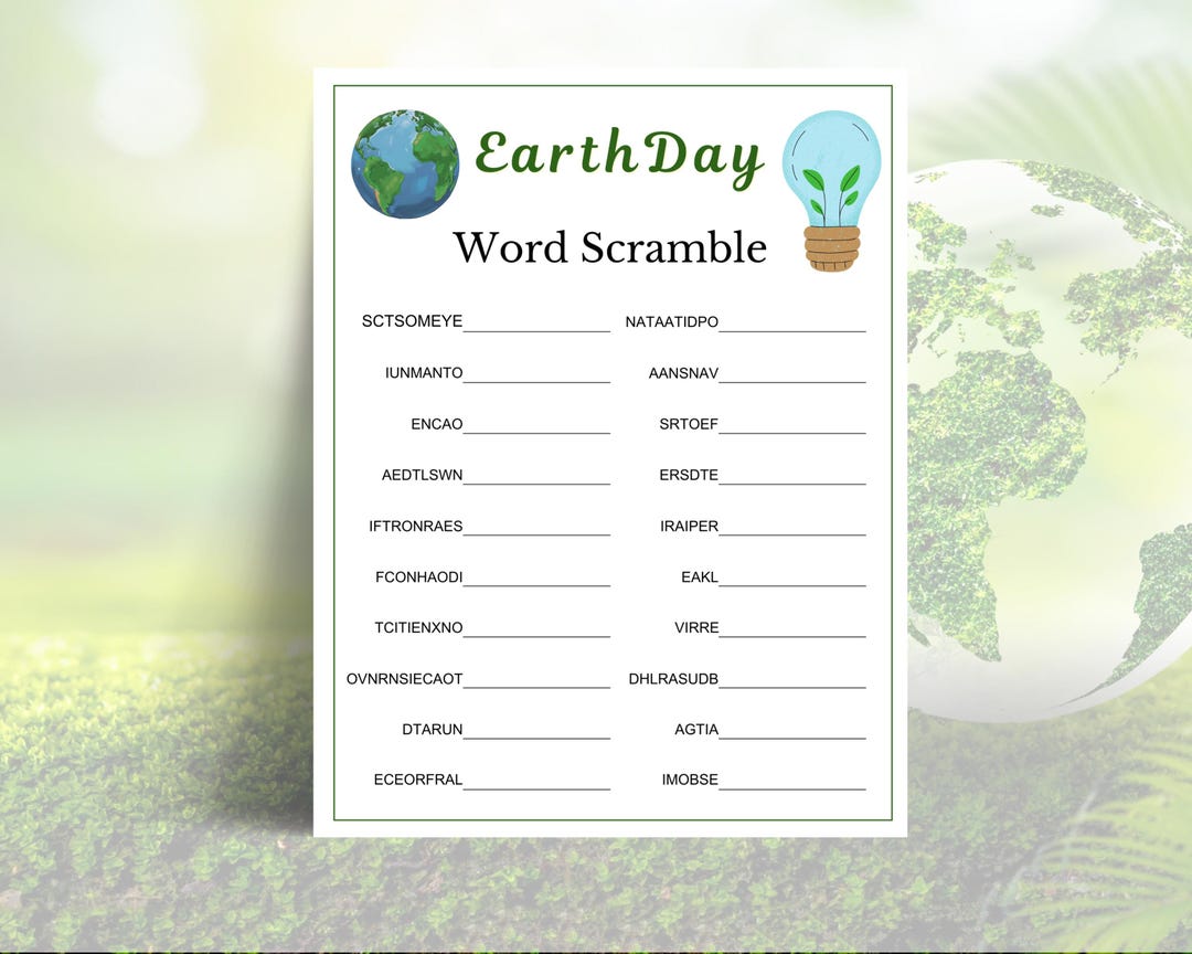 Earth Day Ecosystem Word Scramble Educational Game Printable, Fun Earth ...