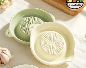 Ceramic Garlic Ginger Grinder Plate Handmade Kitchen Tool Potato Yam Masher Spice Grinding Bowl Cooking Gift