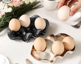 Ceramic Egg Holder Tray Non Slip Egg Storage Organizer Multicolor Grid Rustic Farmhouse Kitchen Gift Egg Tray Mole Mold