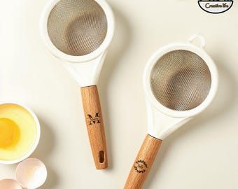 Engravable Stainless Steel Flour Sieve - Fine Mesh Baking Sieve For Powder, Juice And Soy Milk Strainer, Kitchen Strainer Gift