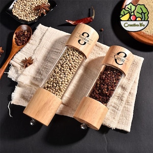 Moulin à poivre en bois acrylique personnalisé ciel étoilé moulin à épices manuel sel de mer moulin à poivre outil de cuisine cadeau