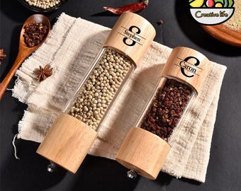 Personalized Acrylic Wooden Pepper Grinder Starry Sky Manual Spice Mill Sea Salt Peppercorn Grinder Kitchen Tool Gift