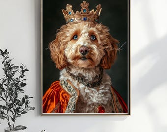 Royal Pet Portrait | Dog lover gift | Royal Dog King | Dog Portrait | Dog Owner Gift | Dog Poster | Aussie Doodle King | Renaissance Pet
