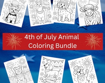 4th of July Animal Coloring Pages | Printable Coloring Pages | Kids Coloring Pages | Animal Coloring Activity | Summer Coloring Pages |