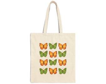 Butterfly Print Canvas Tote Bag: Eco-Friendly Reusable Shopping Bag