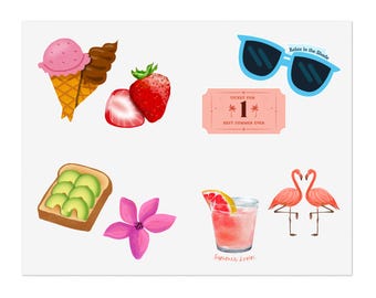 Tropical Paradise Sticker Collection for Summer Planners and Crafting