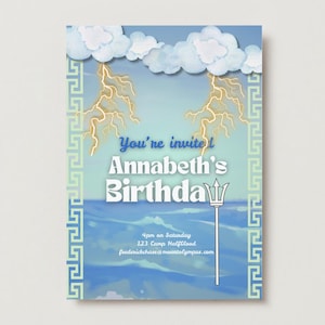 Percy Jackson Inspired Greek Mythology Birthday Invitation