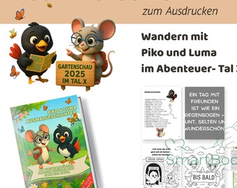 Coloring book with sayings for children | Piko & Luma in Adventure Valley | 87 pages + 4 bonus pages | PDF download