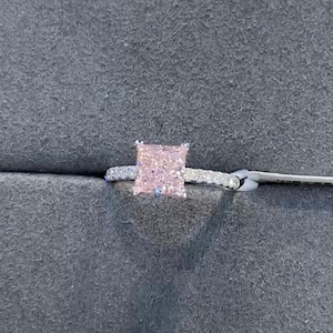 1.53ctw 18K Fancy Pink Princess Cut Engagement Ring Unique Beautiful Statement CVD