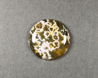 Ocean Jasper Green and White Round Cabochon 23.7 mm
